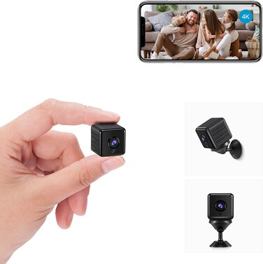 Mini Camera for Home 4K HD Indoor Battery Mini Cameras Wireless WiFi Security Camera Pet Camera App Control for Room Nanny CAM with Motion Detection Night Vision