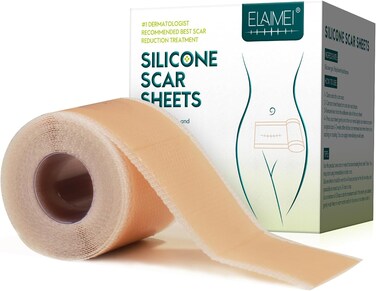 Silicone Scar Sheets (1.6&rdquo; x 120&rdquo; Roll-3M), Silicone Scar Tape Roll, Scar Silicone Strips, Reusable, Professional Scar Removal Sheets for C-Section, Acne et