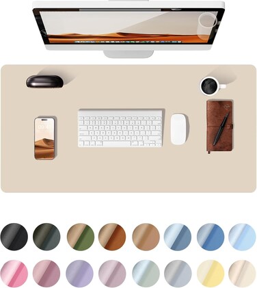 Office Desk Mat, Large Mouse Pad, Non-Slip PU Leather Desk Blotter, Laptop Desk Pad, Waterproof Desk Writing Pad for Office and Home (Eggshell, 23.6&quot; x 13.8&quot;)