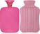 Hot Water Bottle with Cover Knitted, Transparent Hot Water Bag 2 Liter - Pink