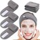 Spa Facial Headband Head Wrap Terry Cloth Headband 4 Counts Stretch Towel for Bath, Makeup and Sport (Gray)