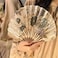 Radiotronics Style Ink Painting Foldable Fan Ancient Style Carry Around Shell Folding Fan New Chinese Japanese For Dance, Performance, Party, Wedding and Home Decoration