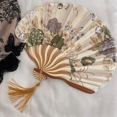 Radiotronics Style Ink Painting Foldable Fan Ancient Style Carry Around Shell Folding Fan New Chinese Japanese For Dance, Performance, Party, Wedding and Home Decoration
