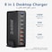 240W USB C Charger Charging Station - 4 Type-C Ports (100W, 3x 30W) and 4 USB Ports (QC18W) - GaN Technology - Certified for Macbook, iPhone, Galaxy, iPad
