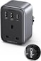Radiotronics 4-in-1 Travel Charger Adapter 30W Accepts Devices with UAE/KSA/UK Plugs for Use in Type C Sockets in European Plug Travel Converter Charger with 3 USB Ports, Type G 3 Pin to Euro C Plug