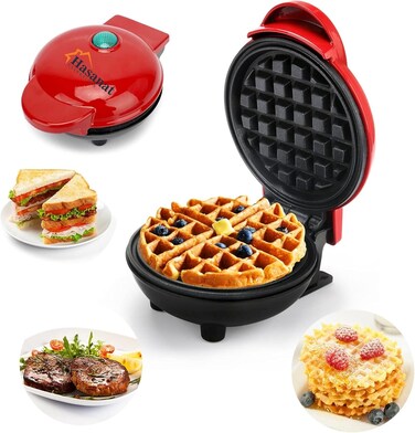 Essentials Mini Waffle Maker 3-in-1 &ndash; Waffle, Sandwich &amp; Pancake Grill &ndash; Compact Kitchen Appliance for Cookies, Brownies, Hash Browns &amp; Toasties