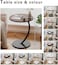 C Shaped End Table Round Bedside Table, Slim Sofa Side Table Modern Nightstand for Small Spaces Living Room Bedroom (Black)