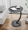 C Shaped End Table Round Bedside Table, Slim Sofa Side Table Modern Nightstand for Small Spaces Living Room Bedroom (Black)