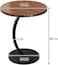 Round End Table : Metal Frame Couch Side Table Wood Top Sofa Table for Living Room Bedroom Bedside Laptop Snack Coffee C Shaped Table 60 x 40 cm (23.5" x16")