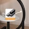Round End Table : Metal Frame Couch Side Table Wood Top Sofa Table for Living Room Bedroom Bedside Laptop Snack Coffee C Shaped Table 60 x 40 cm (23.5" x16")