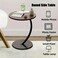 Round End Table : Metal Frame Couch Side Table Wood Top Sofa Table for Living Room Bedroom Bedside Laptop Snack Coffee C Shaped Table 60 x 40 cm (23.5" x16")