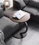 Round End Table : Metal Frame Couch Side Table Wood Top Sofa Table for Living Room Bedroom Bedside Laptop Snack Coffee C Shaped Table 60 x 40 cm (23.5" x16")