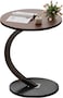Round End Table : Metal Frame Couch Side Table Wood Top Sofa Table for Living Room Bedroom Bedside Laptop Snack Coffee C Shaped Table 60 x 40 cm (23.5" x16")