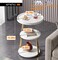 Round Side Table, Modern End Table in Living Room, 3 Tier Sofa Side Table, Wooden Bedside Desk Stand, Industrial Style Coffee Table for Home Decoration, Rustic (White)