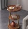 Round Side Table, Modern End Table in Living Room, 3 Tier Sofa Side Table, Wooden Bedside Desk Stand, Industrial Style Coffee Table for Home Decoration, Rustic (White)
