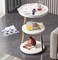 Round Side Table, Modern End Table in Living Room, 3 Tier Sofa Side Table, Wooden Bedside Desk Stand, Industrial Style Coffee Table for Home Decoration, Rustic (White)