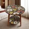 Radiotronics 2 Tier Colorful Boho Printed Coffee Table, 16" Round Accent Side Tables & Wood Bed Side Tables, End Table for Living Room Balcony Couch Bedroom, Perfect for Coffee