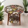 Radiotronics 2 Tier Colorful Boho Printed Coffee Table, 16" Round Accent Side Tables & Wood Bed Side Tables, End Table for Living Room Balcony Couch Bedroom, Perfect for Coffee