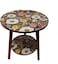 Radiotronics 2 Tier Colorful Boho Printed Coffee Table, 16" Round Accent Side Tables & Wood Bed Side Tables, End Table for Living Room Balcony Couch Bedroom, Perfect for Coffee