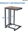 Industrial Retangle End Table, Small Sofa Side Table with C-Shaped Pillar Sliding Base with Wheels for Easy to Move (28 * 40 * 61)