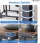 Industrial Retangle End Table, Small Sofa Side Table with C-Shaped Pillar Sliding Base with Wheels for Easy to Move (28 * 40 * 61)