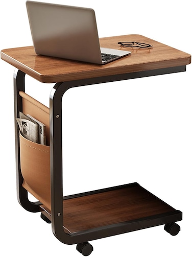 Sofa Side Table,Bedside End Table,C Shaped End Table,Easy to Assemble Metal Frame Nightstand, Portable Multi-Functional Overbed Table (Style 5)