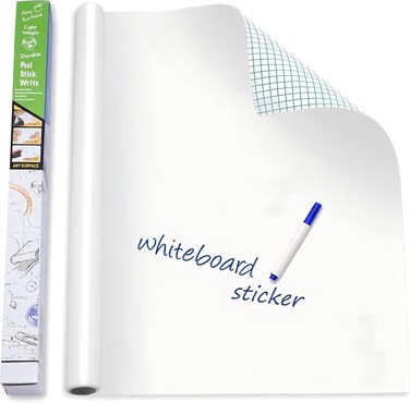 Whiteboard Sticker 60x200cm - Peel and Stick Dry Erase Board for Wall, Self-Adhesive Removable Whiteboard Paper for Home, Office, School, Homework, College Students