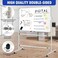 Mobile Whiteboard with Stand 90x120cm, Double Sided Magnetic Whiteboard on Wheels, Mobile Standing White Board for Office, Classroom &amp; Home All Parts included