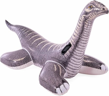 Radiotronics Inflatable Brontosaurus Pool Float, 178 cm x 94 cm, Grey Dinosaur Ride-On with Handles, 40 kg Weight Limit
