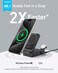 Radiotronics MagGo 3-in-1 Wireless Charging Station, Qi2 Certified 15W Wireless Stand, Apple Watch Charger for MagSafe, For iPhone 17/16/15, AirPods