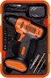 12V 1.5Ah 900 RPM Cordless Drill Driver with 13 Pieces Bits in Kitbox For Drilling and Fastening, Orange/Black