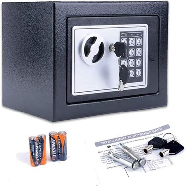 Mini Safe Box For Home Security, Electronic Money Box with Digital Keypad and Keys, Small Safe Lock Box Steel Constructed, 4.6L, Safe for Money Jewelry Document