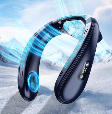 Neck Air Conditioner with Extra-large Cooling Plate, Portable Neck Fan 6000mAh Personal Cooling Travel Fan Innovative Back Air Outlet 3D Neck Cooler with LCD Display