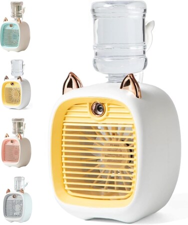 Portable Air Conditioners, Portable Fan, USB Rechargeable, 3-Speed, Water Air Cooler (Yellow)
