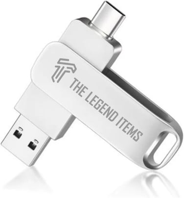 2TB USB Type C and Type A Flash Drive Swivel Design High Speed USB OTG Metal Waterproof Thumb Drive with Keyhole for Laptop, Smartphone, Tablet, PC and Cars