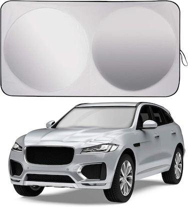 Car Windshield Sun Shade with Storage Pouch   Fits for Car, SUV, Van Front Window Windshields Visor Heat Protection &amp; Interior Cooler to Keep Vehicle Cool