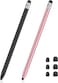 Stylus Pens for Touch Screens, Universal Tablet Pen Capacitive 2 in 1 Stylus for iPhone/iPad/pro/Mini/Air/Samsung/Tablet with 6 Replace Tips (Black+Rose Gold)