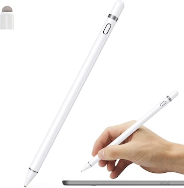 Radiotronics Active Stylus Pen White/Black 1.45mm fine Tip for iPad Apple iPhone Samsung Tablets, on iOS and Android Capacitive Touchscreen