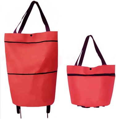 Collapsible Folding Shopping Cart Trolley Rolling Bag with Wheel