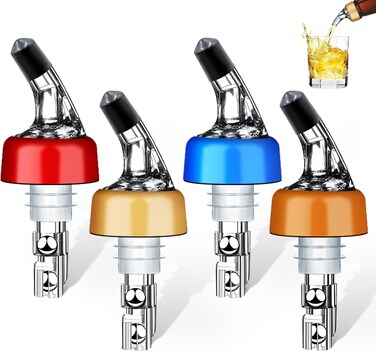 Automatic Measured Bottle Pourer - Quick Shot Spirit Measure Pourer Drinks Wine Cocktail Dispenser Home Bar Tools - 1oz/30ml (mix color 4 pack)