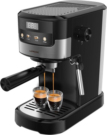 20 Bar Coffee Machine 2 Cups Dual Stainless Steel Filter, Touch Display, 1.2L Tank Coffee Maker, Milk Foam Maker, Adjustable Steam Control, Cappuccino
