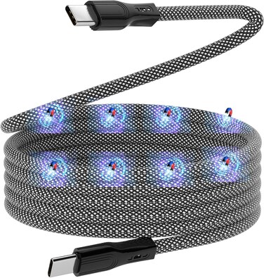 Magnetic Coiled 60W PD Type C Cable Fast Charging, 3.3ft USB C to USB C Cable Compatible with Samsung S23 S22 S21 Note 20 Ultra, iPad Pro 12.9 Air Mini for MacBook Air