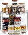 2 Tier Lazy Susan Turntable Organizer 9.25'' Rotating Spice Rack Organization for Cabinet, Kitchen Pantry Organizer, Countertop, Spining Makeup Organizer for Bathroom Vanity, Clear