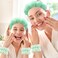 Wristband Set Sponge Makeup Skincare Headband Wrist Towels Bubble Soft Hairband for Women Puffy Headwear Winter Non Slip Thick Thin Hair Accessory(Light Green-3)