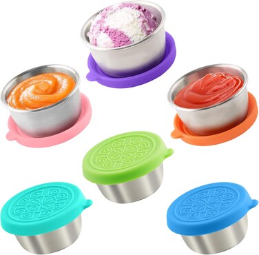 Salad Dressing Containers With Lids, Small Leakproof Reusable Stainless Steel Salad Dressing Container To Go For Lunch Boxes,Sauce containers