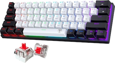 Portable 60% Mechanical Gaming Keyboard,Wired ErgonomicKeyboard with Red Switches,18 LED Backlit Keyboard,61 Keys Ultra-Compact Mini OfficeKeyboard