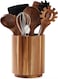 Radiotronics Wood Utensil Holder for Kitchen Counter, 360° Rotating 7.2" Large Cooking Utensil Holder, Kitchen Utensil Storage Organizer for Countertops, Farmhouse Kitchen Décor