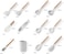Radiotronics 11 Pieces Silicone Cooking Utensils Set, Nonstick Cookware Set with Storage Bucket, Heat Resistant Kitchen Untensils Set with Premium Wood Handles (White)