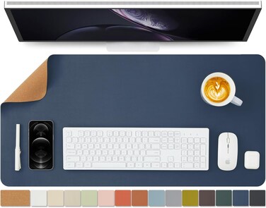 Radiotronics Desk Mat - Dual-Sided Desk Pad for Office and Home - Desk Organization and Accessories - Ideal for Large Mouse Pad and Desk Mats on Top of Desks(Dark Blue,31.5"x 15.7")