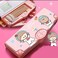 Multifunction Pencil Case, Pencil Box with 2 Compartments for Students - Cartoon Pattern Stationery Set with Pop Out Scissors and Pencil Sharpener